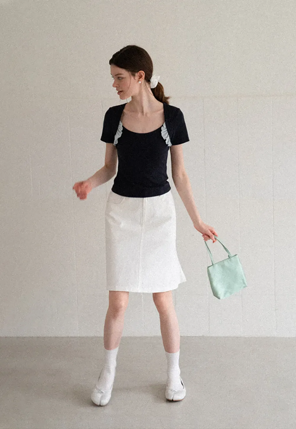 A Line Midi Skirt With Front Seam Detail