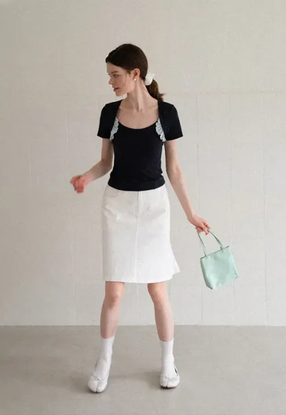 A Line Midi Skirt With Front Seam Detail