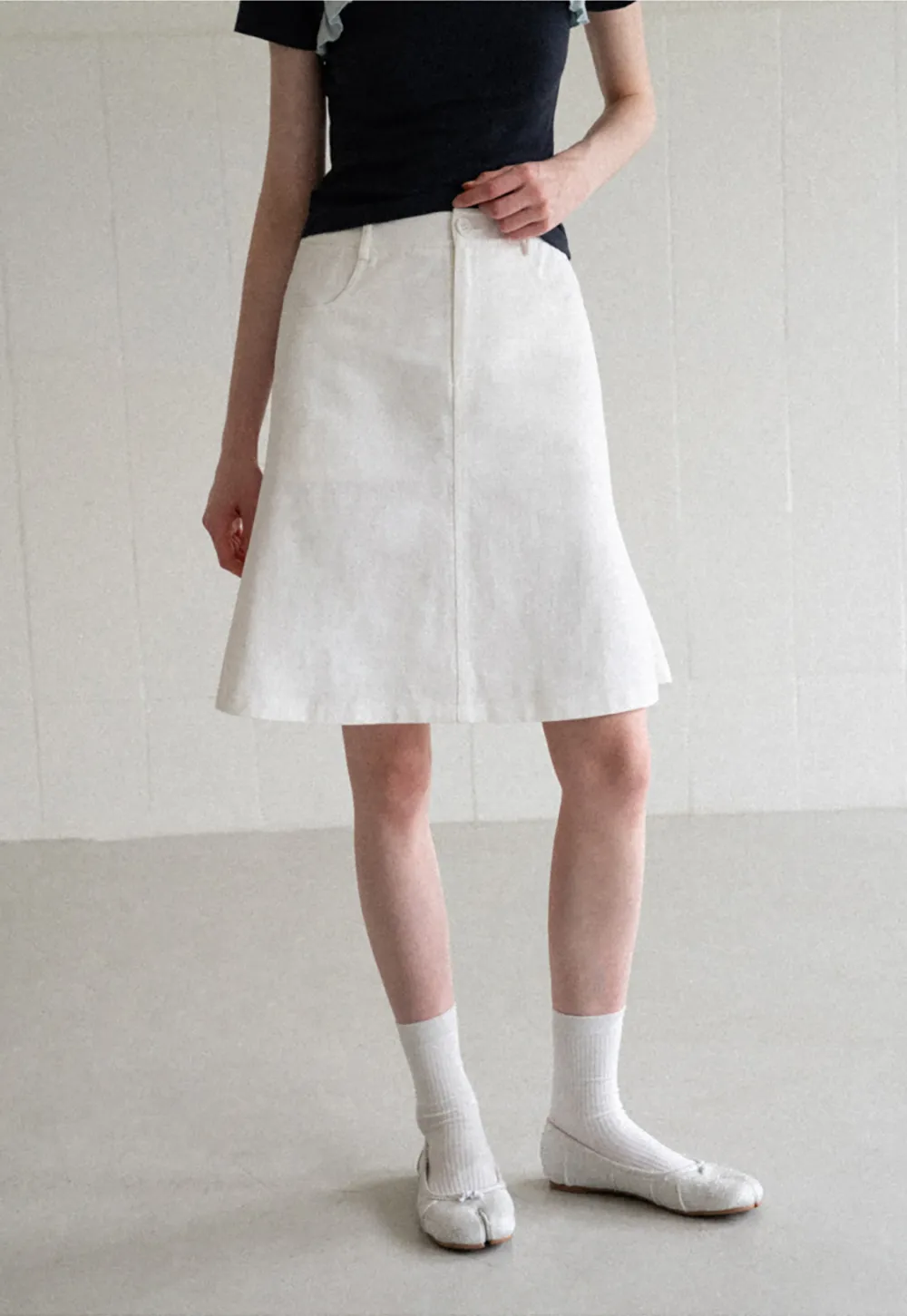 A Line Midi Skirt With Front Seam Detail