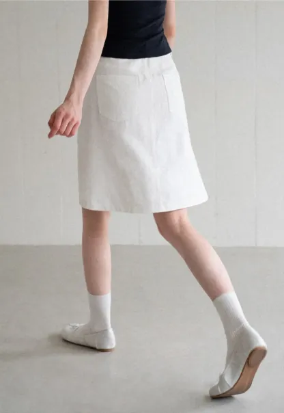 A Line Midi Skirt With Front Seam Detail