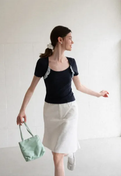 A Line Midi Skirt With Front Seam Detail