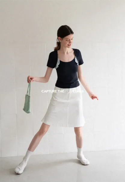 A Line Midi Skirt With Front Seam Detail