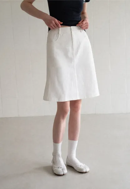 A Line Midi Skirt With Front Seam Detail