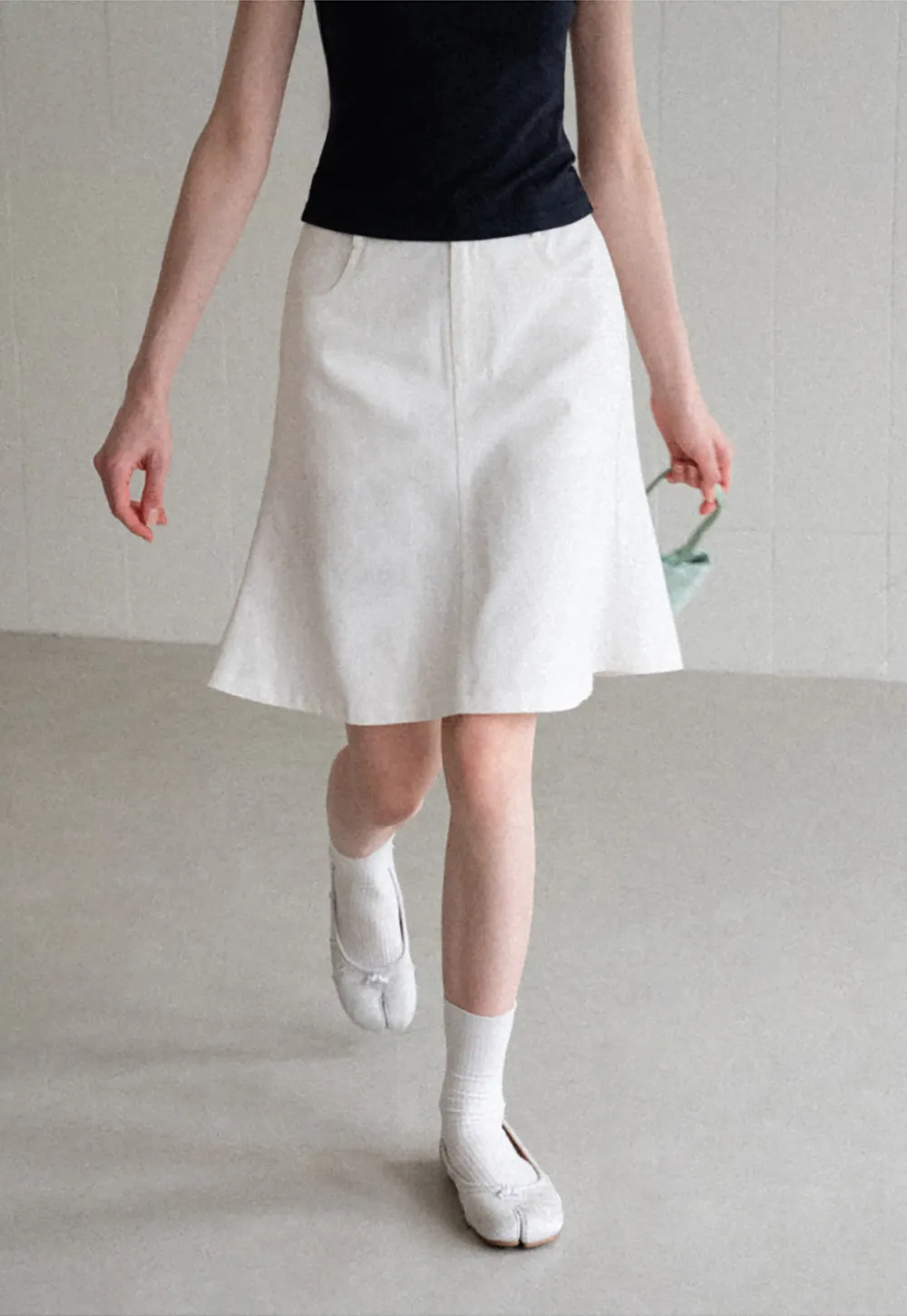 A Line Midi Skirt With Front Seam Detail