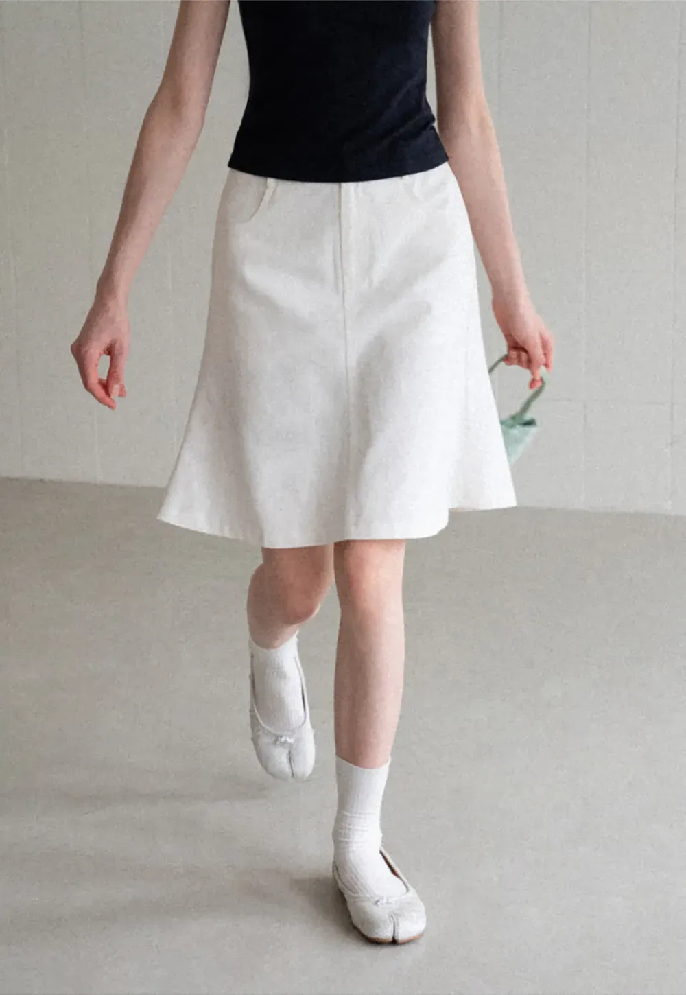 A Line Midi Skirt With Front Seam Detail