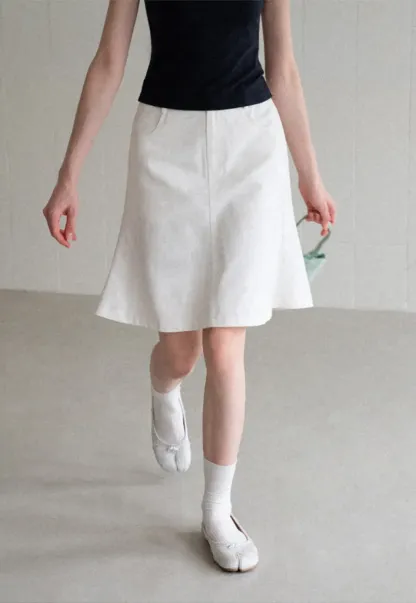 A Line Midi Skirt With Front Seam Detail