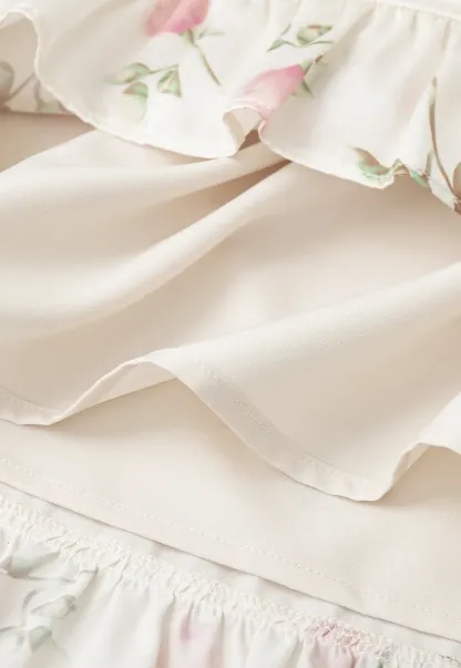 Floral Print Ruffled Hem Skirt