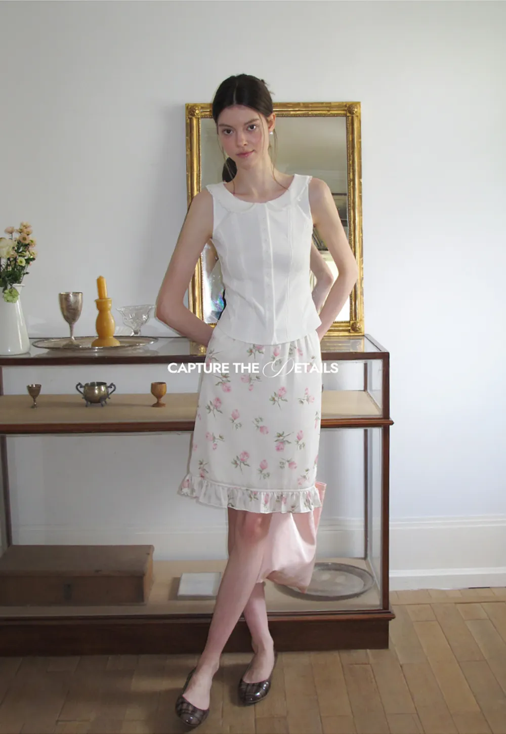 Floral Print Ruffled Hem Skirt