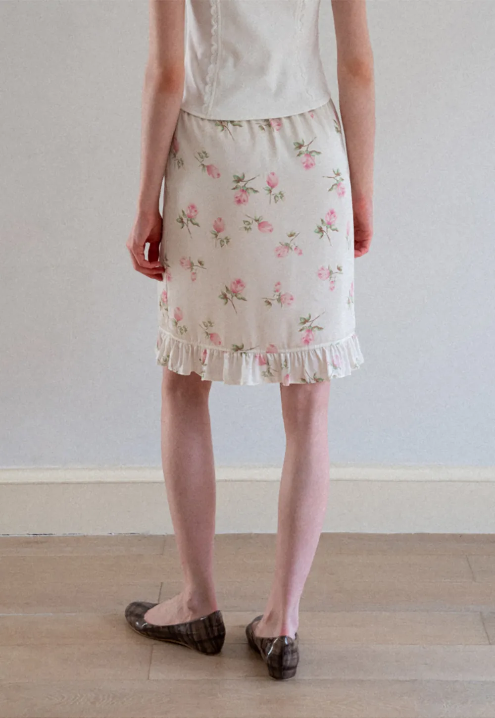 Floral Print Ruffled Hem Skirt