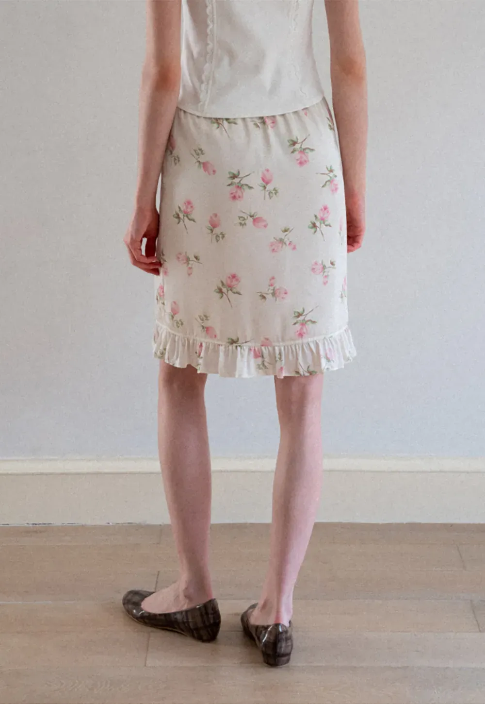 Floral Print Ruffled Hem Skirt