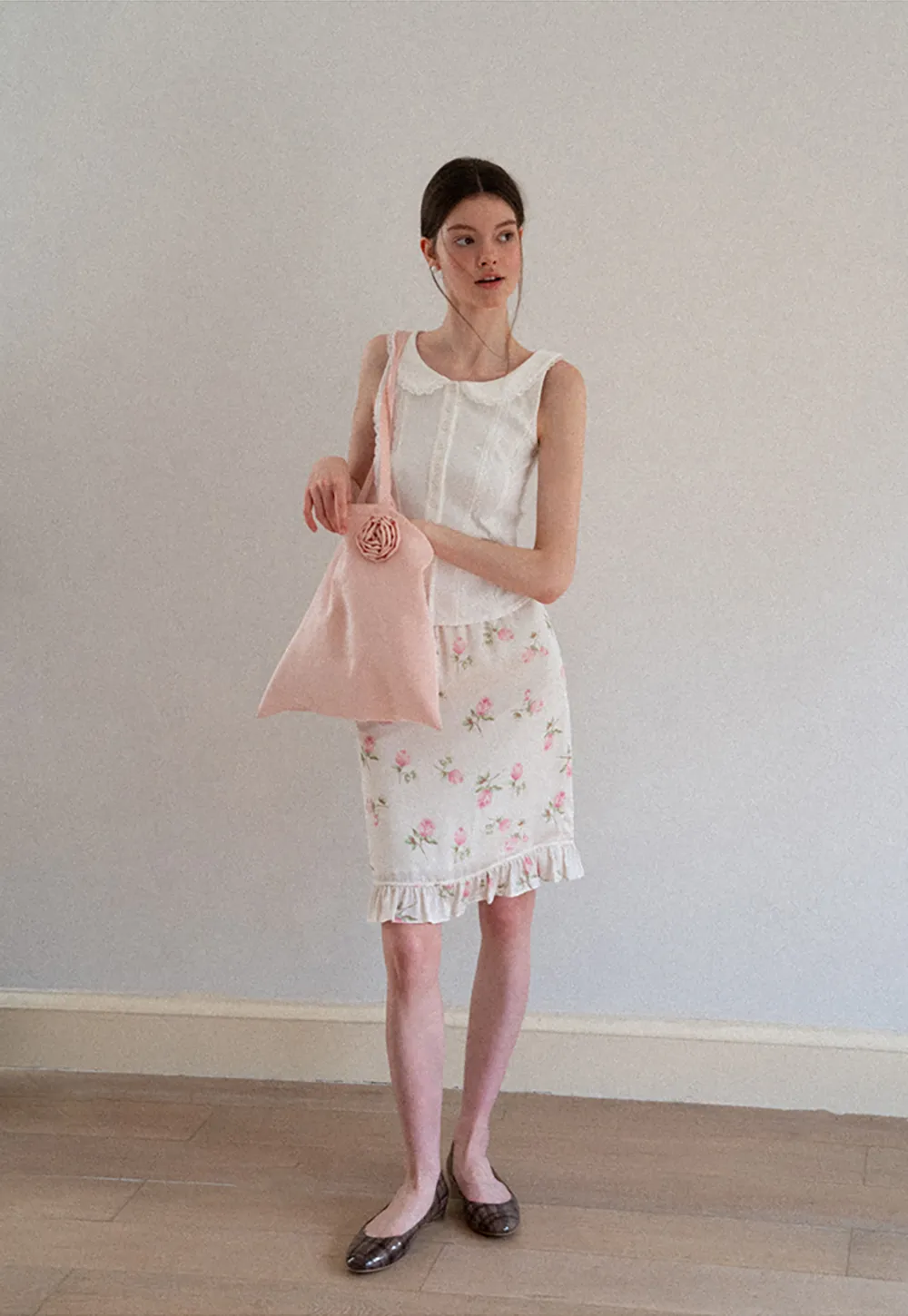 Floral Print Ruffled Hem Skirt