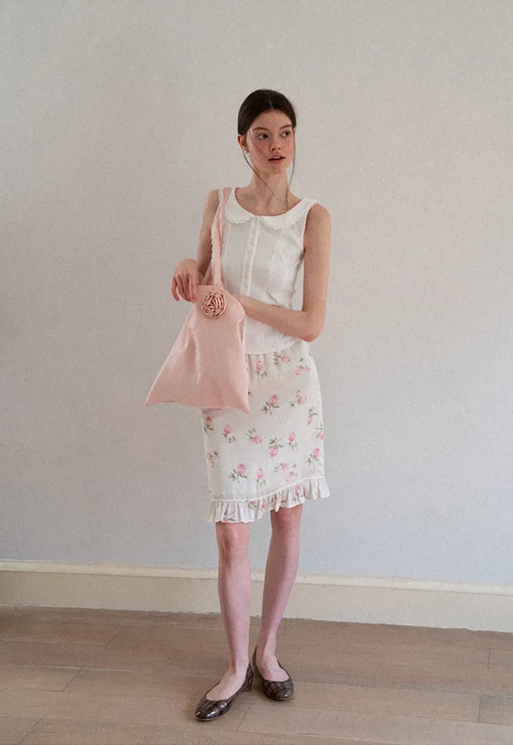 Floral Print Ruffled Hem Skirt
