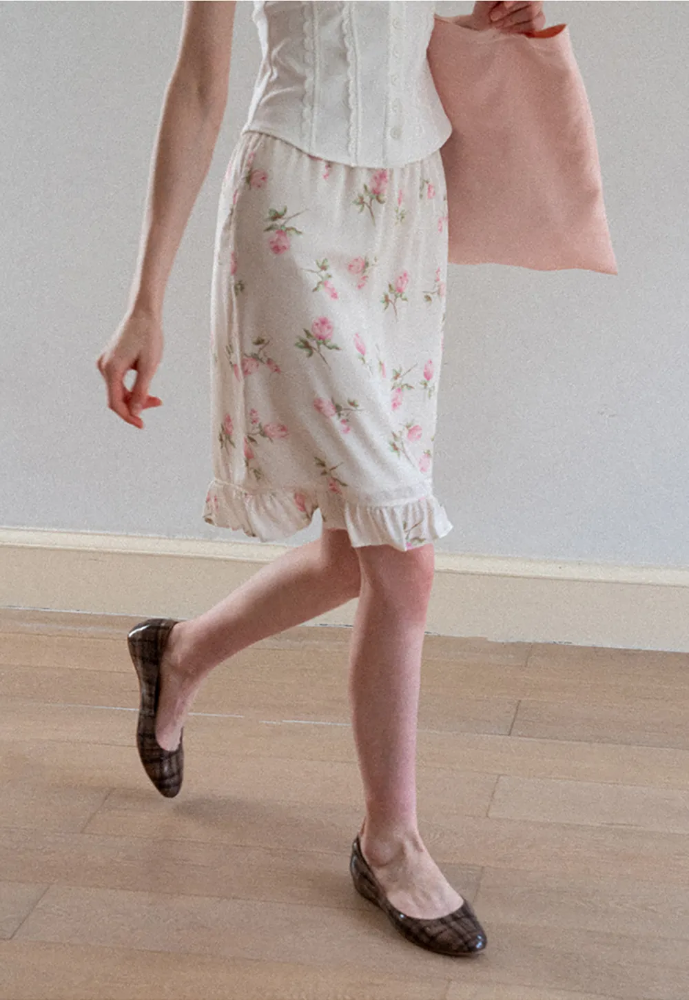 Floral Print Ruffled Hem Skirt