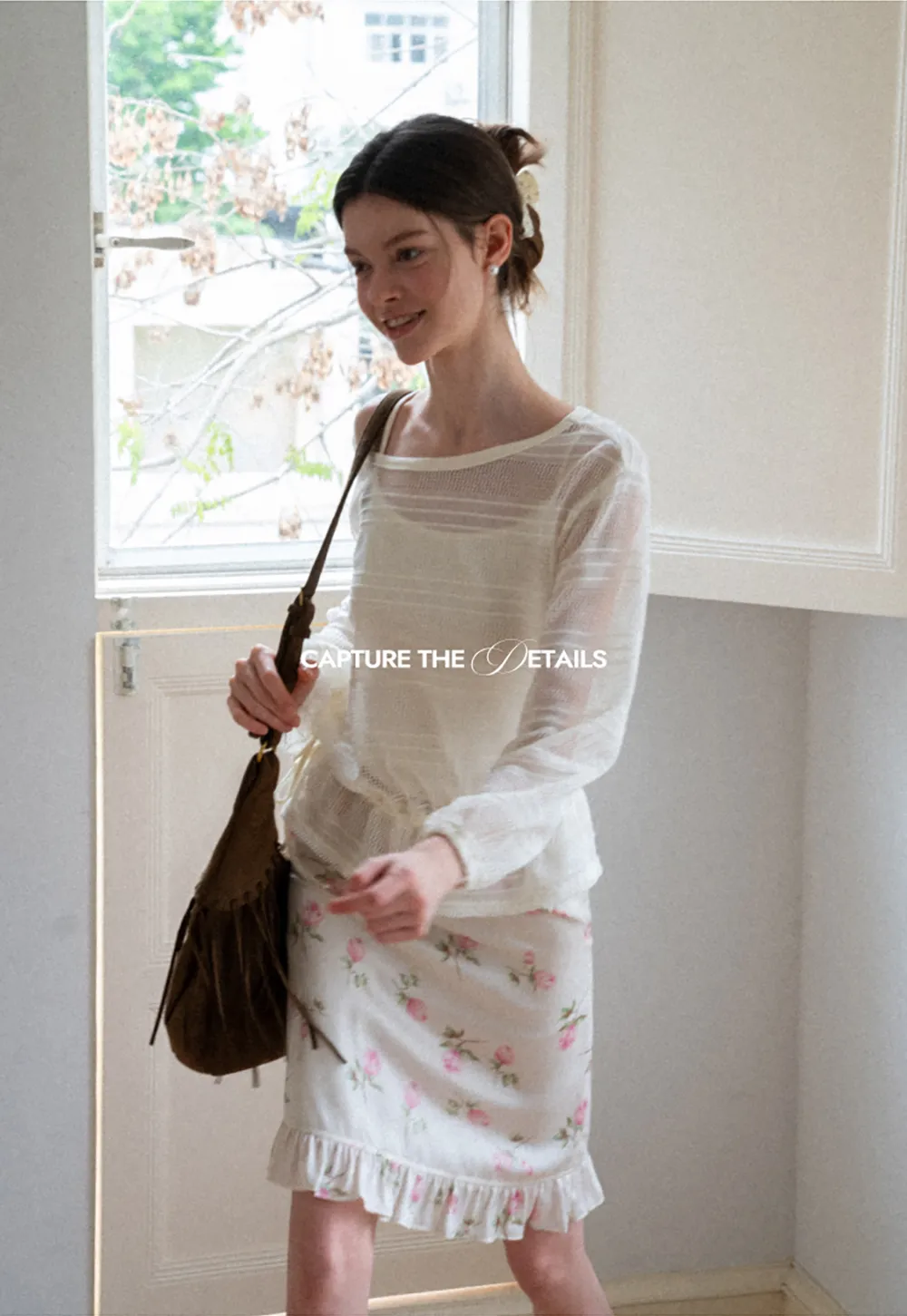 Floral Print Ruffled Hem Skirt