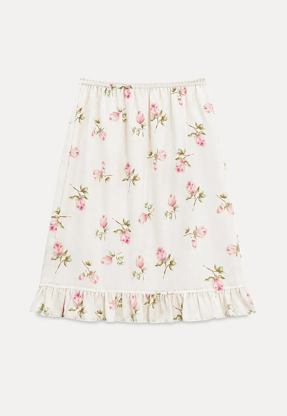 Floral Print Ruffled Hem Skirt
