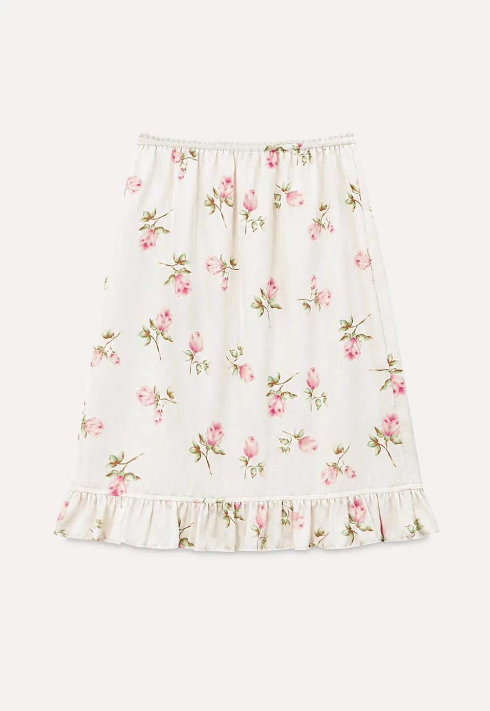 Floral Print Ruffled Hem Skirt