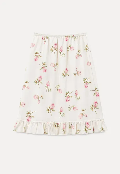 Floral Print Ruffled Hem Skirt