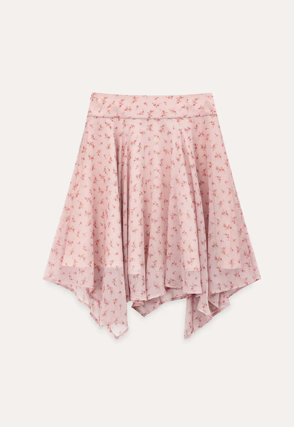 Floral Print Asymmetrical Hem Skirt