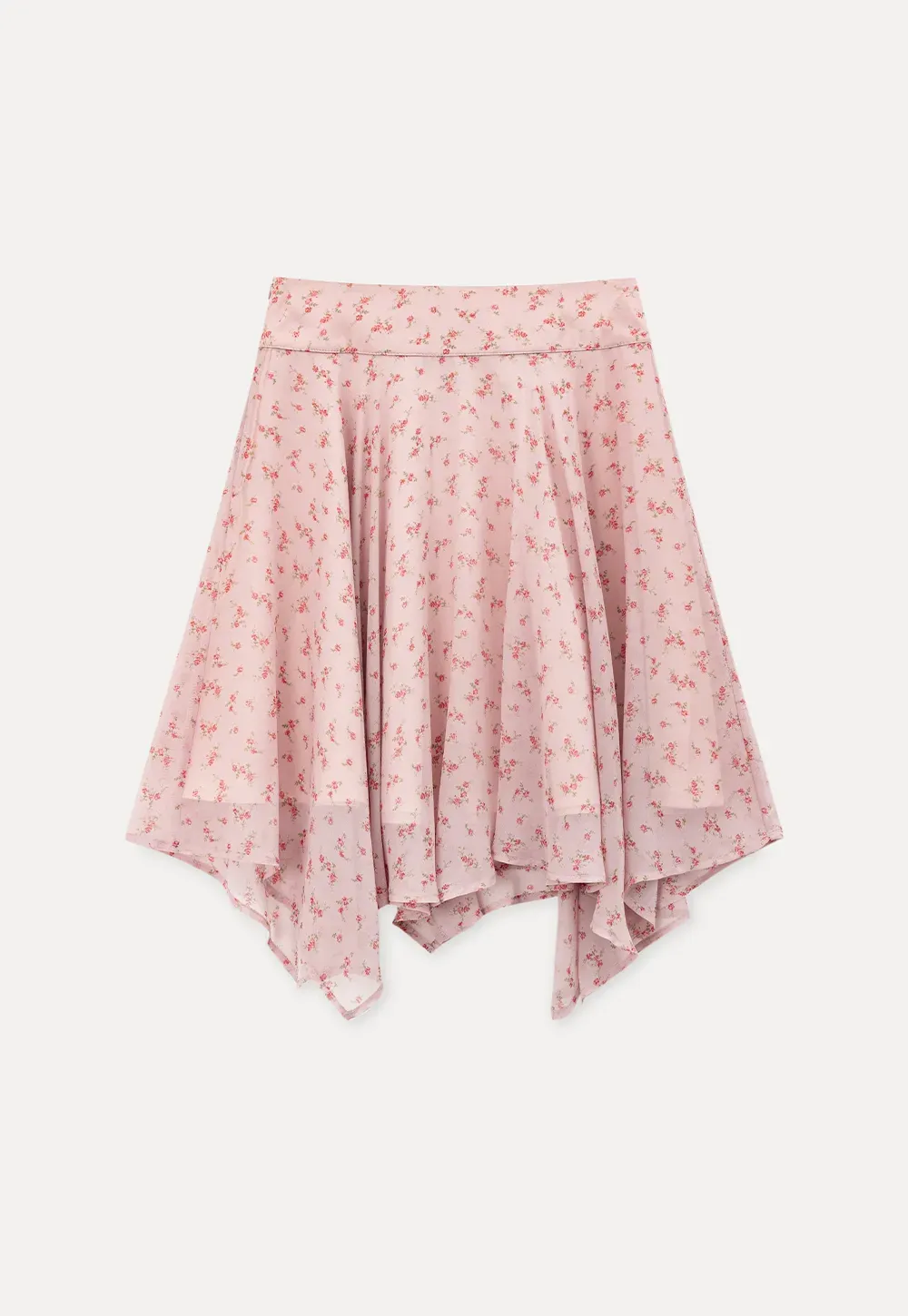 Floral Print Asymmetrical Hem Skirt