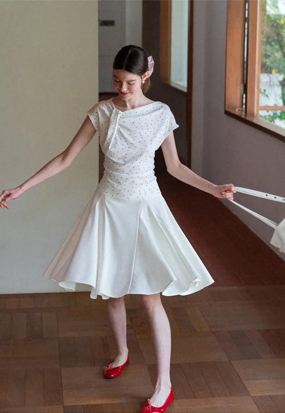 Pleated A Line Skirt