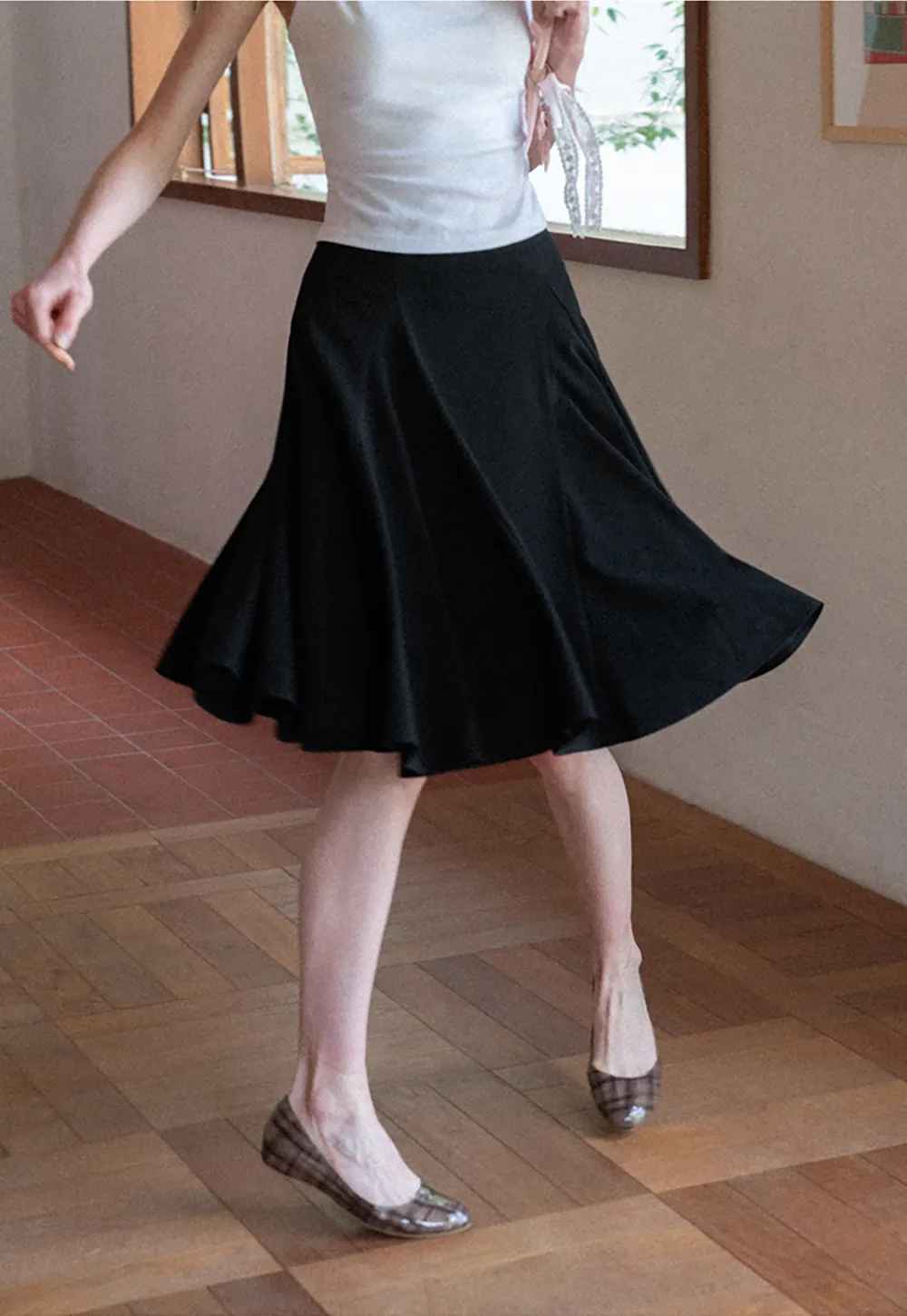 Pleated A Line Skirt