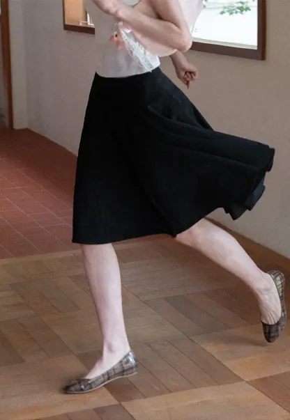 Pleated A Line Skirt