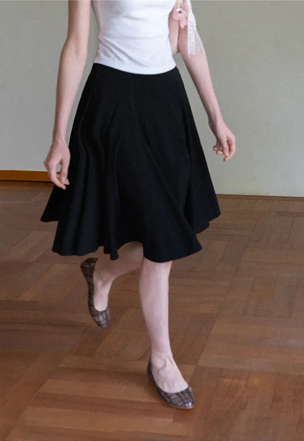 Pleated A Line Skirt