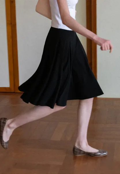 Pleated A Line Skirt