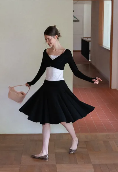 Pleated A Line Skirt