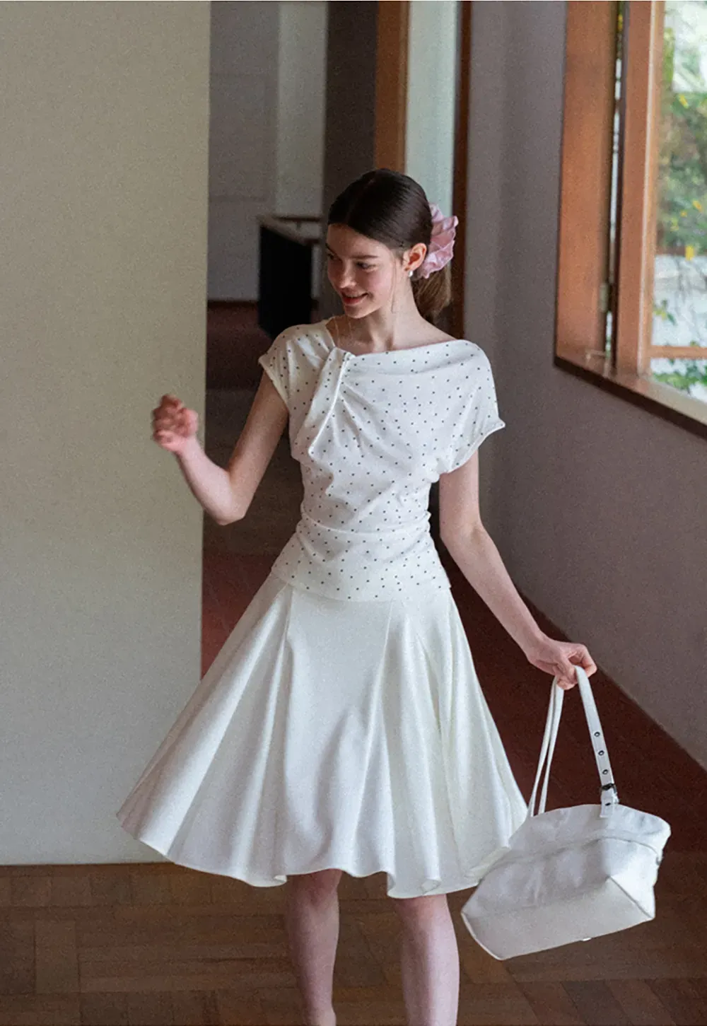 Pleated A Line Skirt