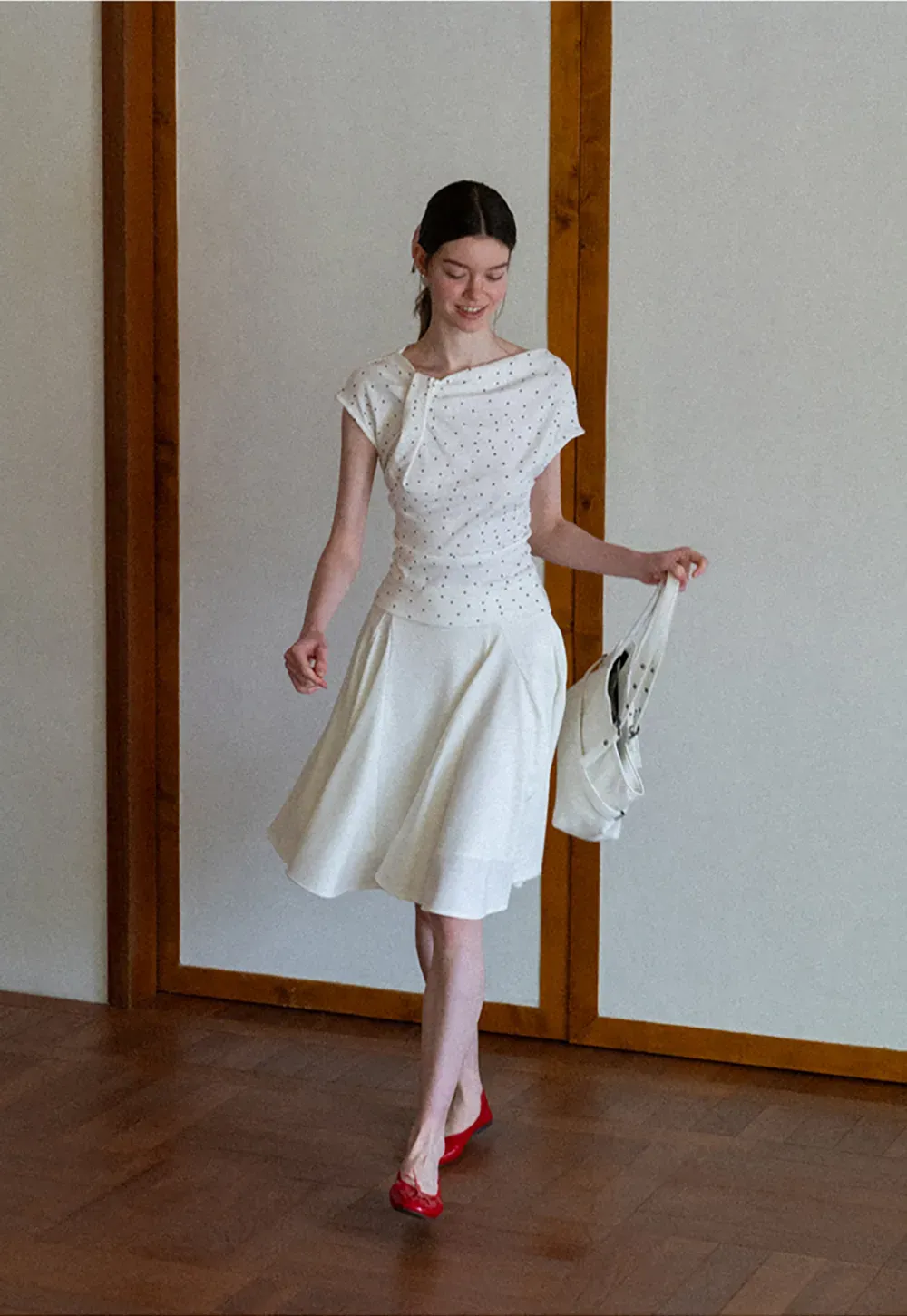Pleated A Line Skirt