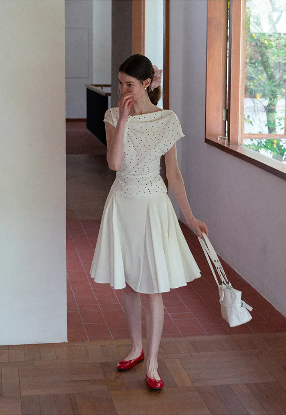 Pleated A Line Skirt