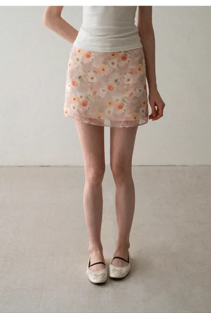 Floral Print High Waist Mini Skirt
