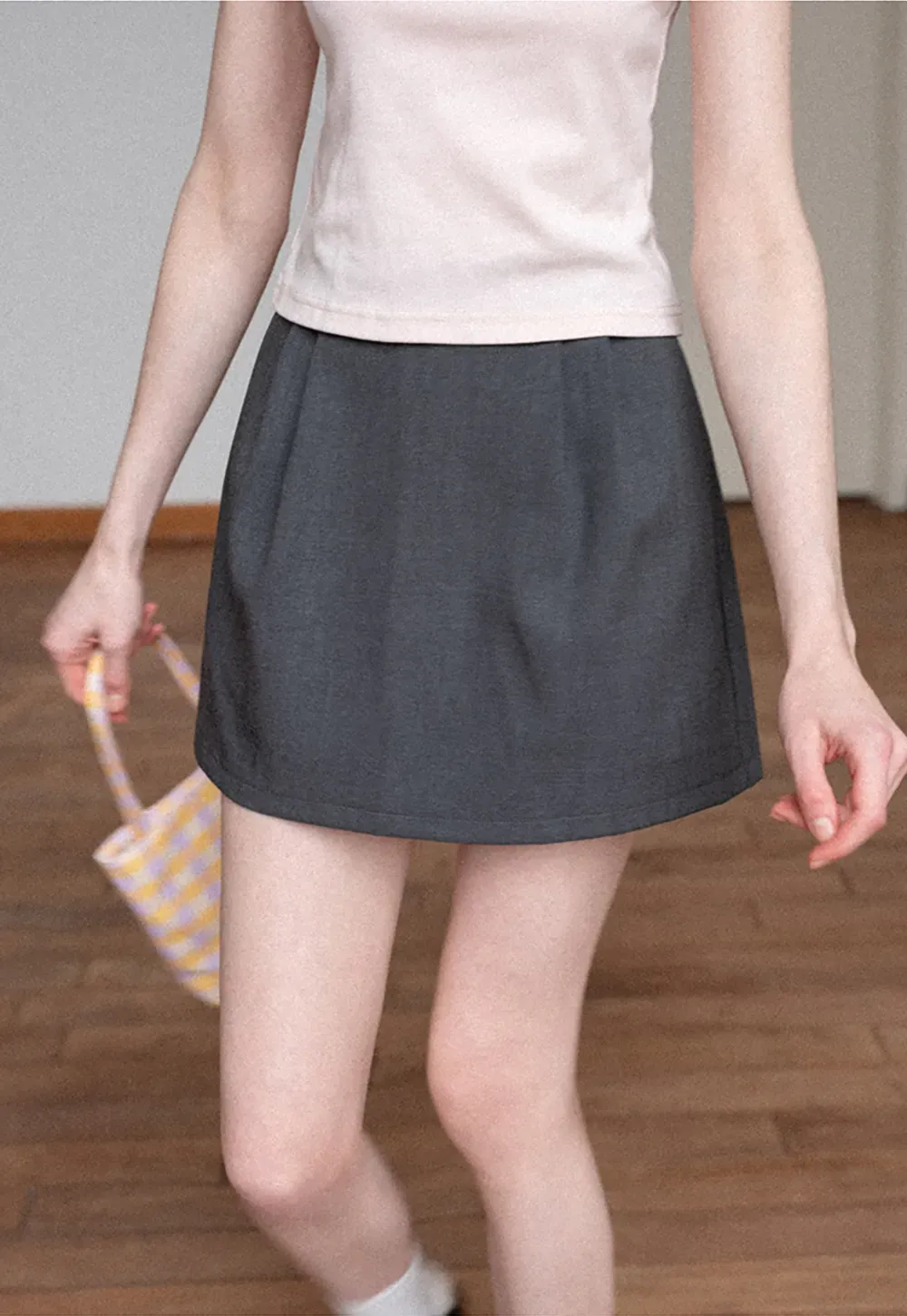 Pleated A-Line Mini Skirt