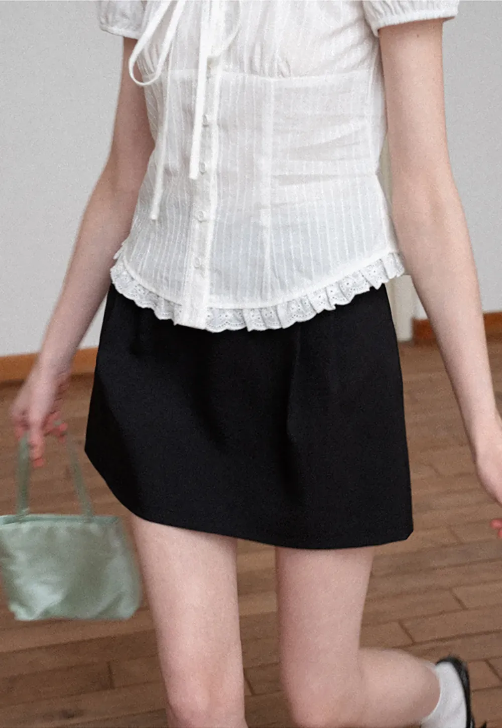 Pleated A-Line Mini Skirt