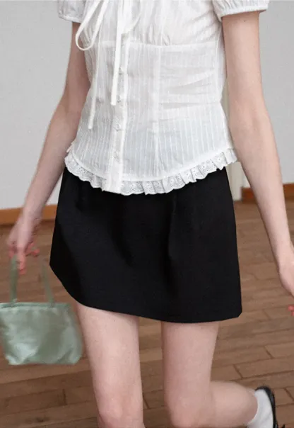 Pleated A-Line Mini Skirt