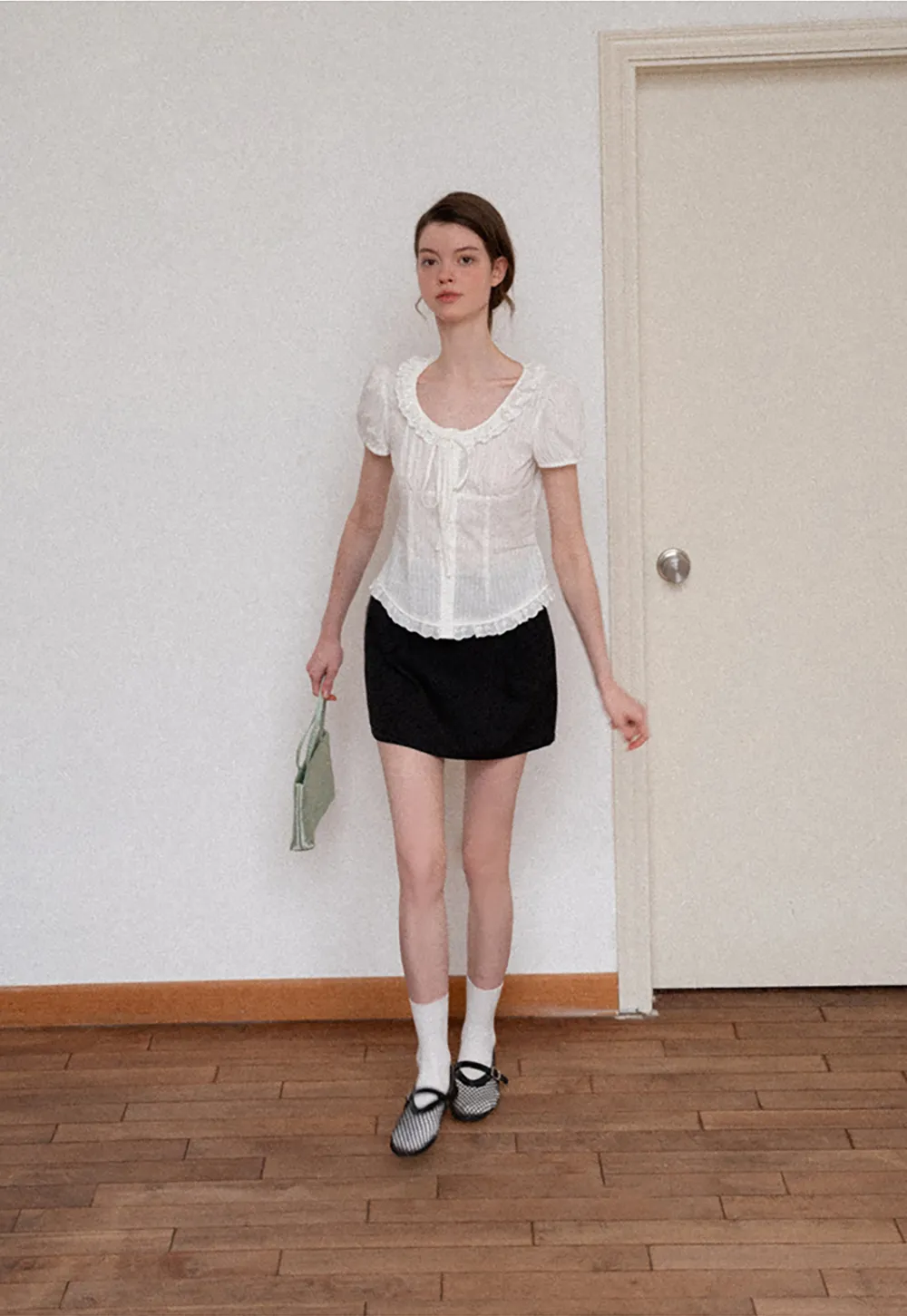 Pleated A-Line Mini Skirt