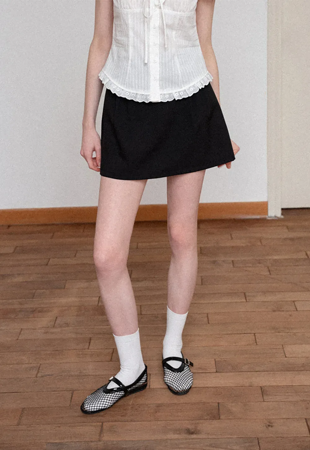 Pleated A-Line Mini Skirt