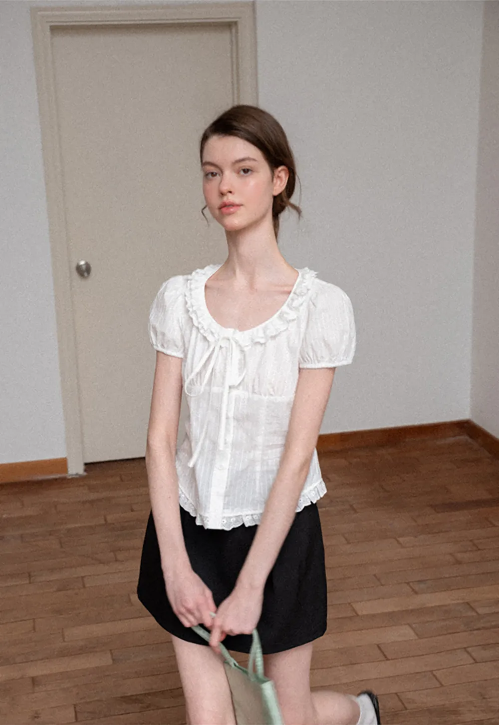 Pleated A-Line Mini Skirt