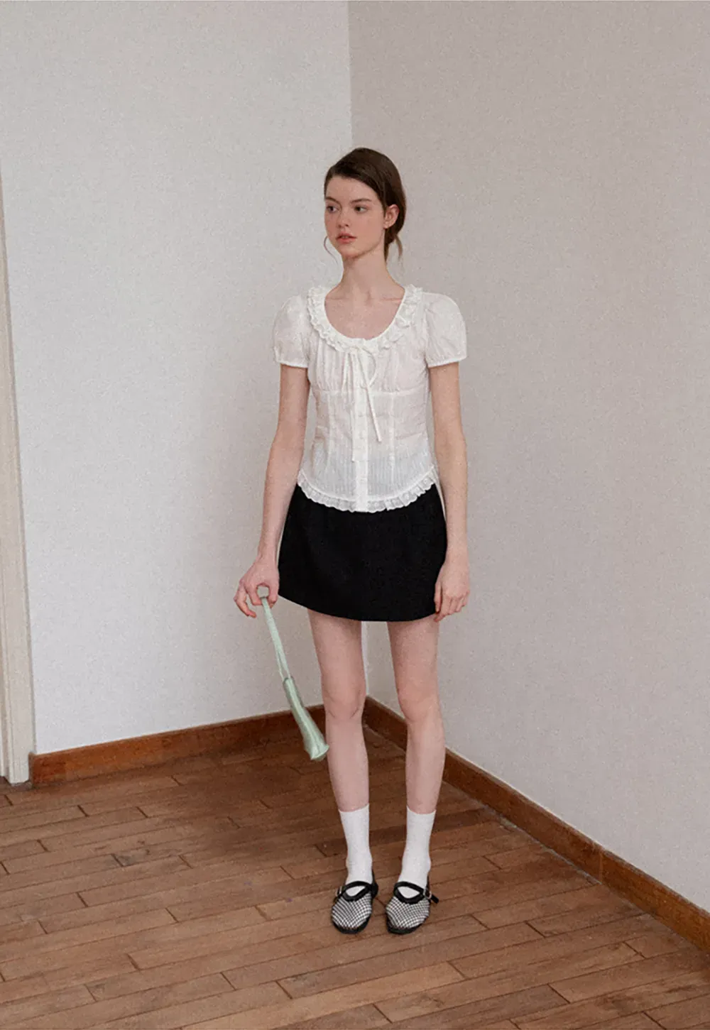 Pleated A-Line Mini Skirt