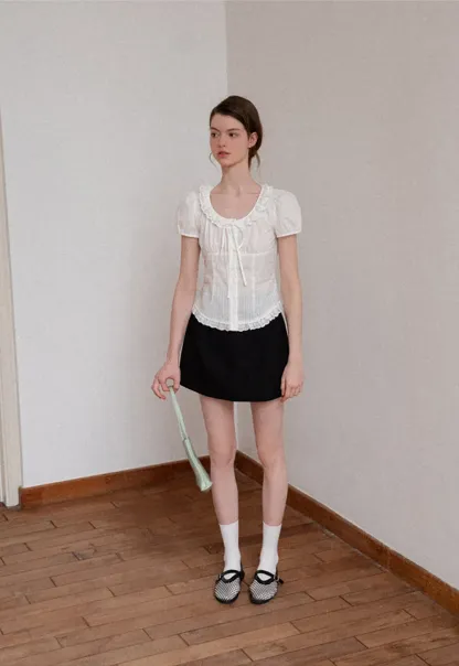 Pleated A-Line Mini Skirt