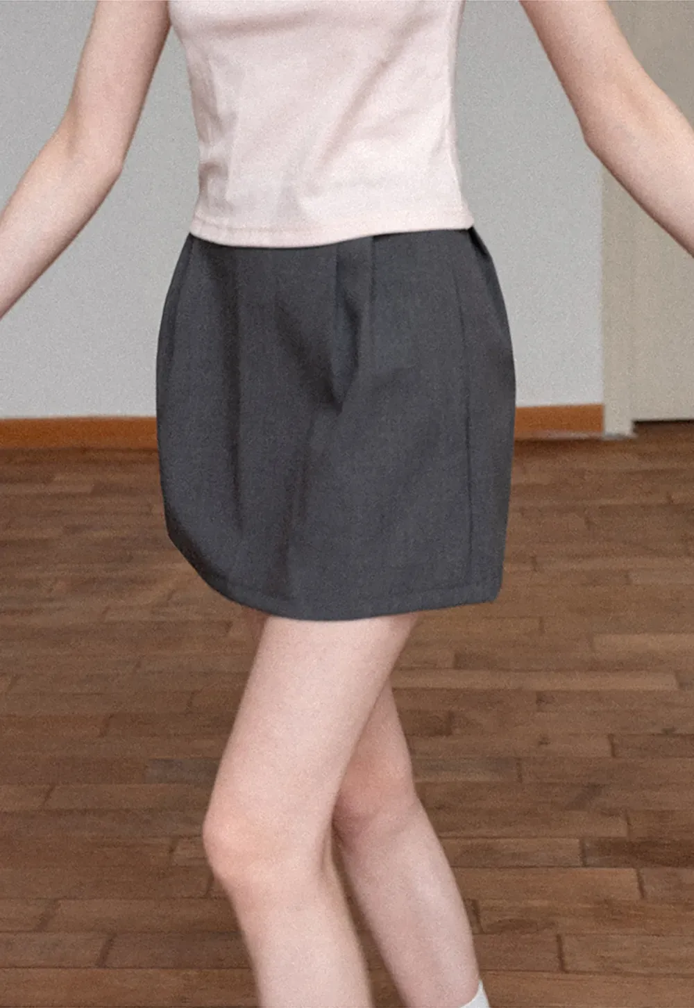 Pleated A-Line Mini Skirt