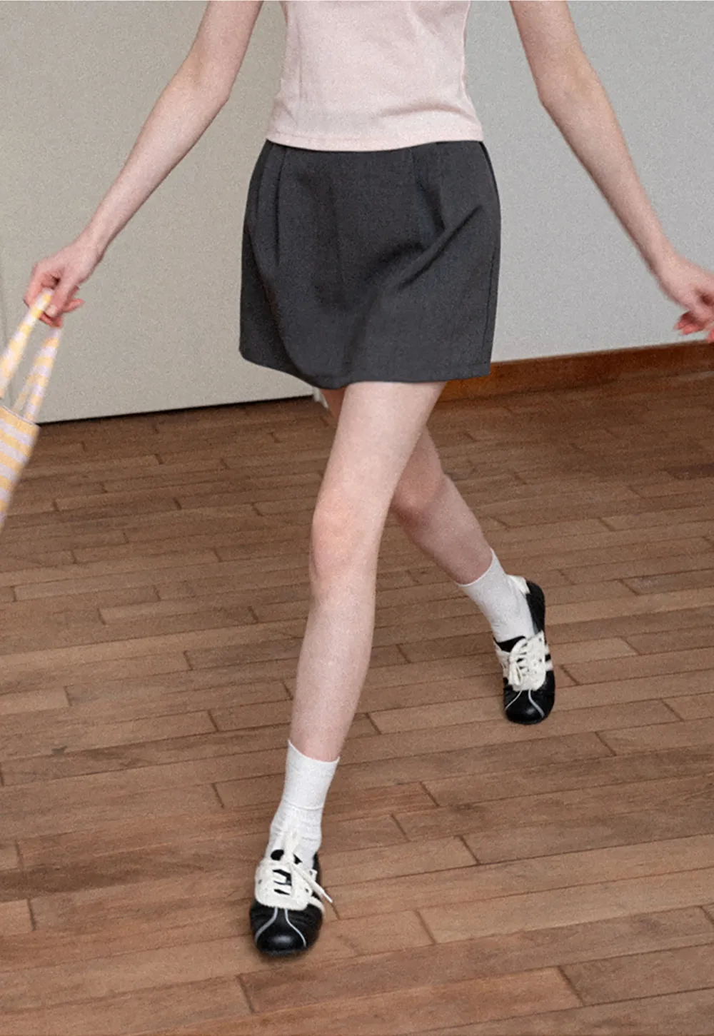 Pleated A-Line Mini Skirt