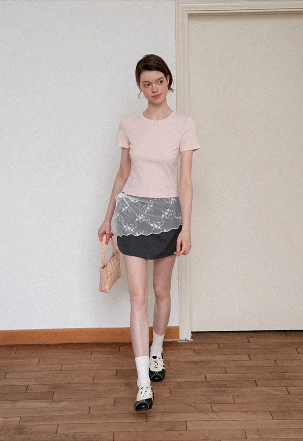 Pleated A-Line Mini Skirt