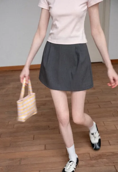 Pleated A-Line Mini Skirt