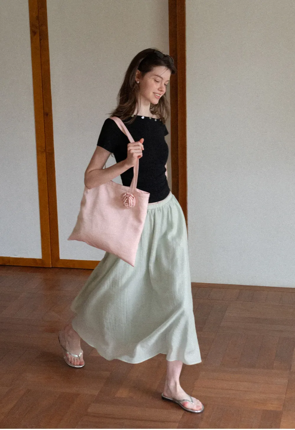 A Line Pleated Midi Skirt
