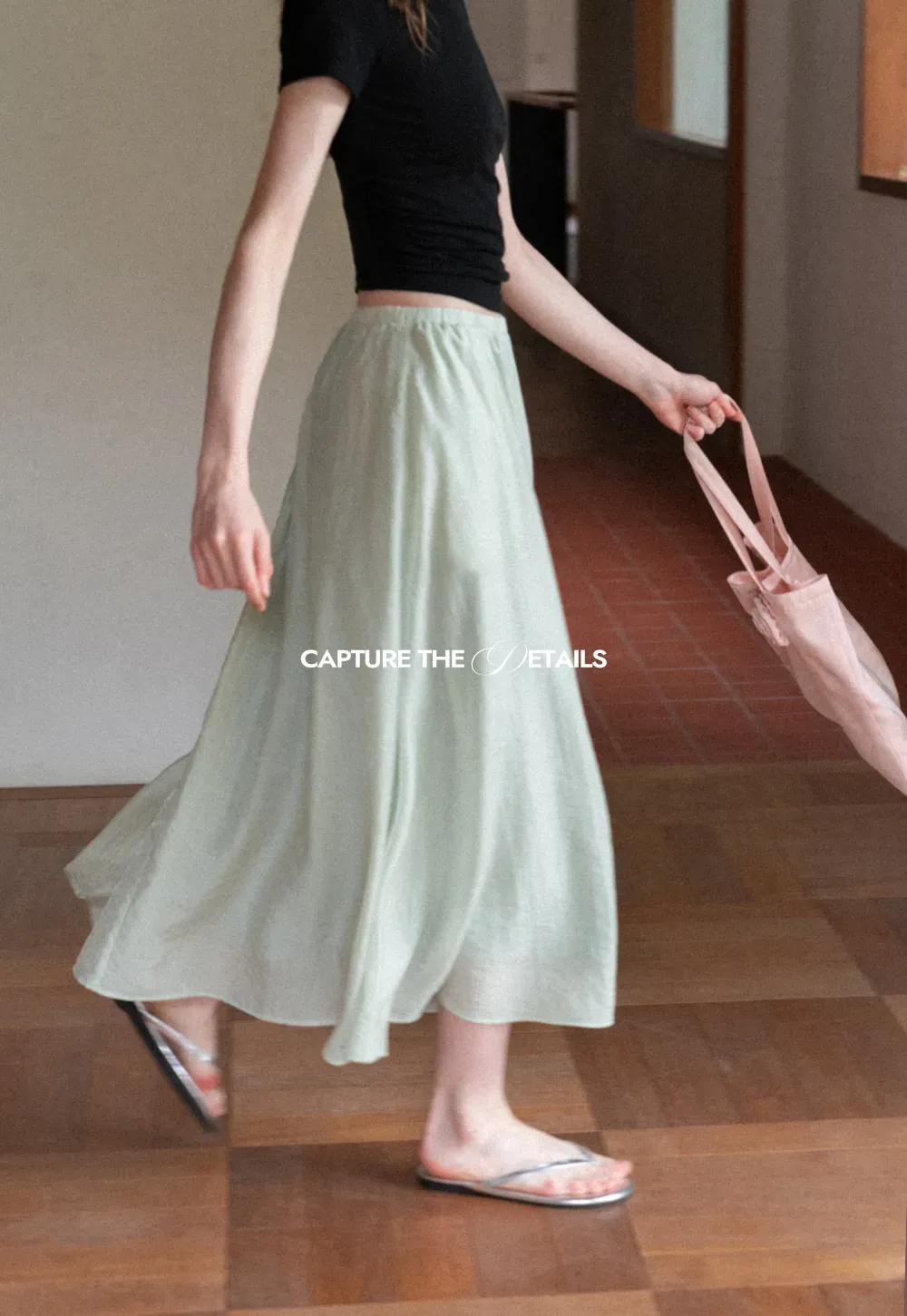 A Line Pleated Midi Skirt