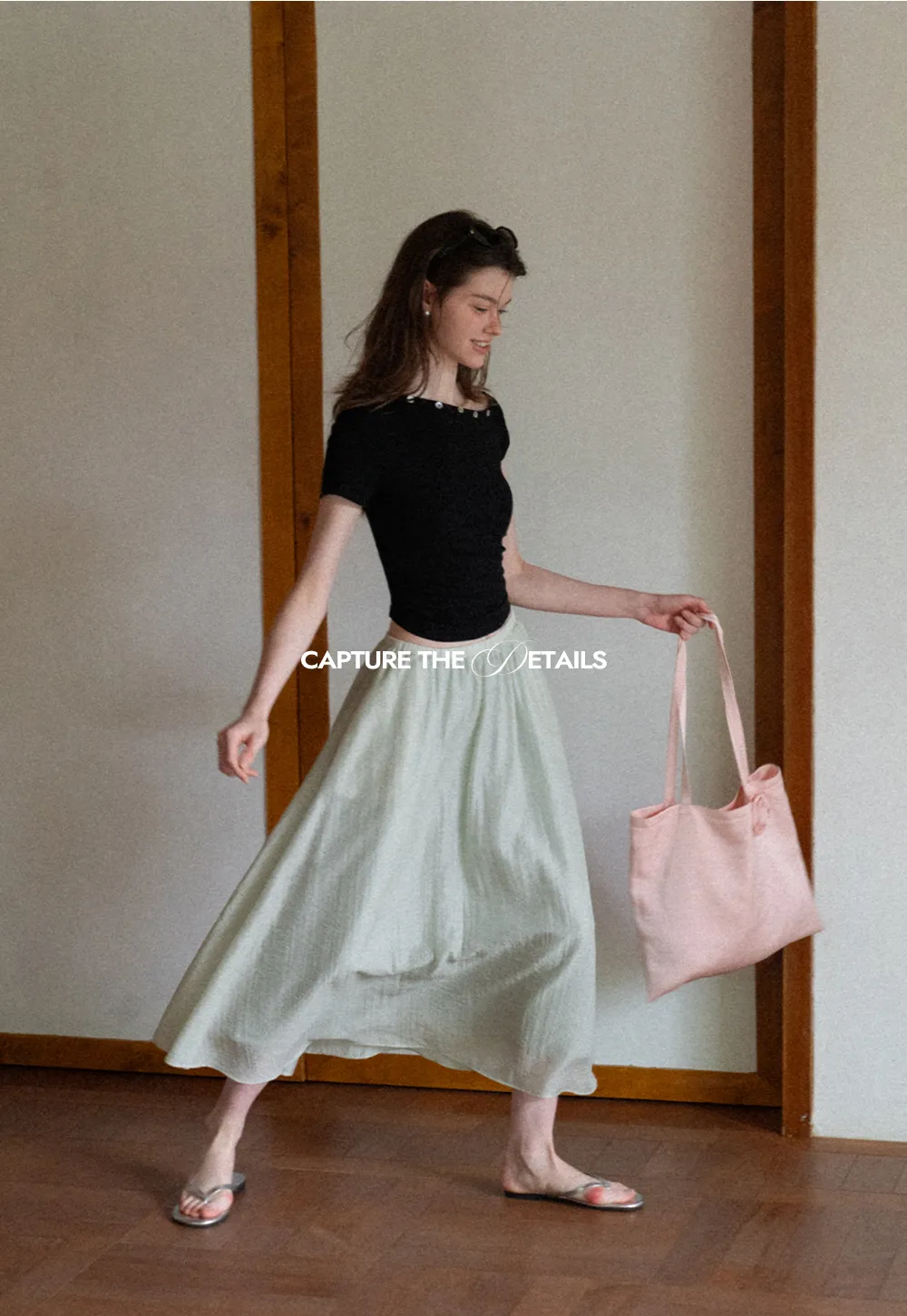 A Line Pleated Midi Skirt