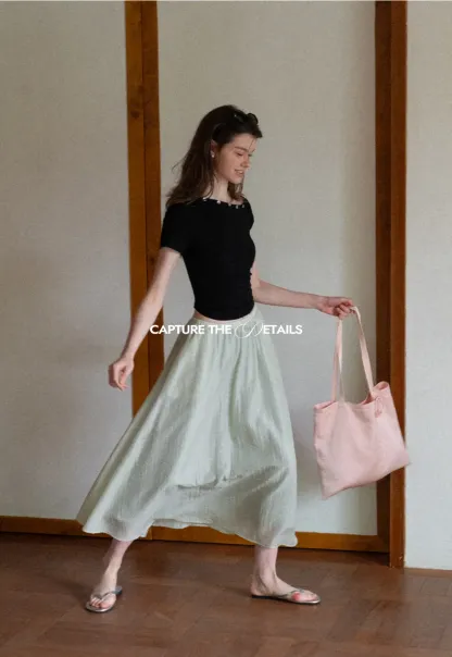 A Line Pleated Midi Skirt