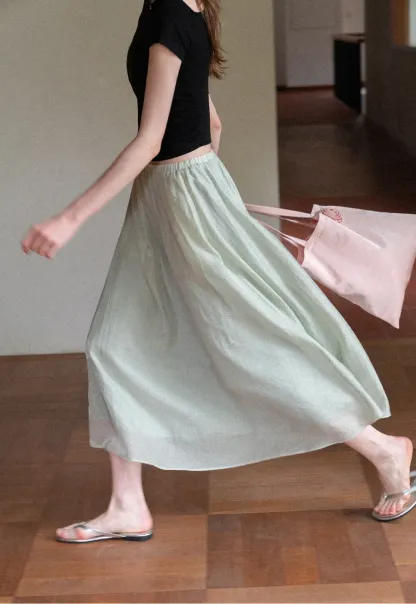 A Line Pleated Midi Skirt